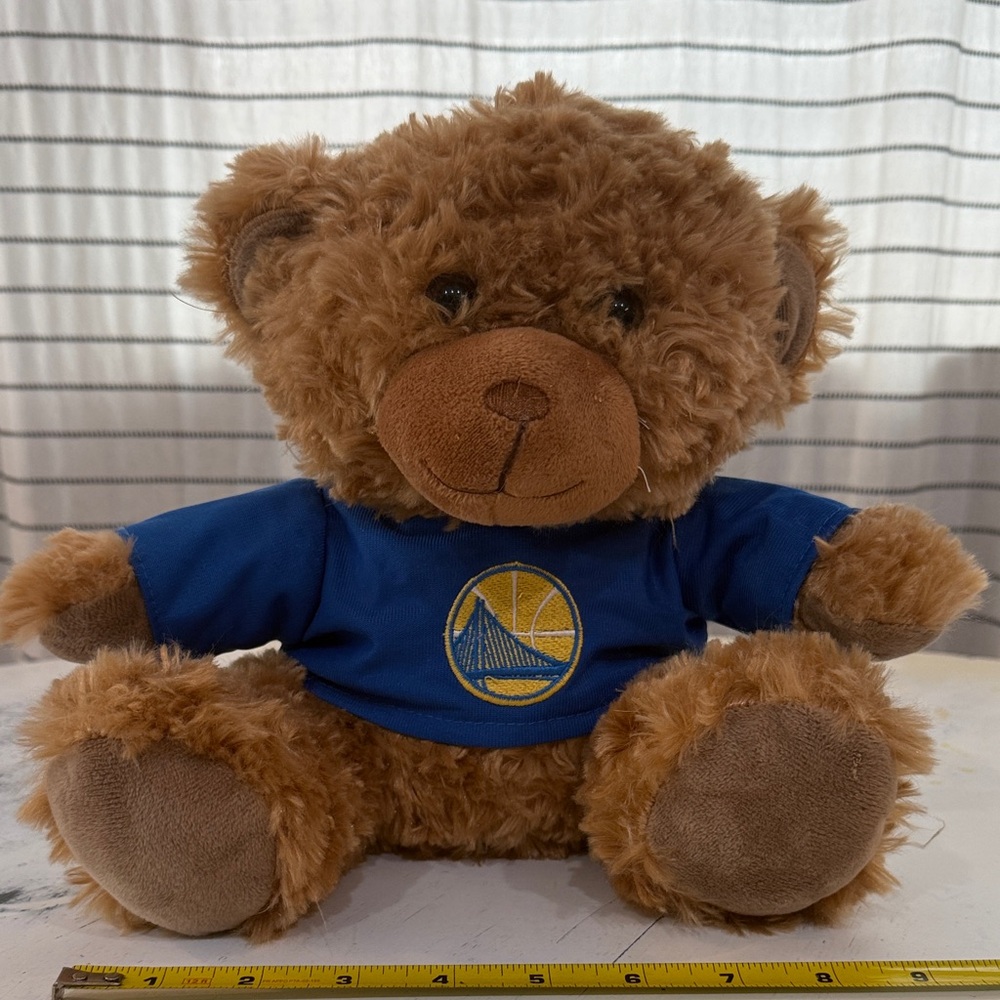 Golden State Warriors Cuddly Brown Teddy Bear with Blue Team Shirt